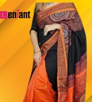 (LS-03) Dupion Silk Saree – Block Printed