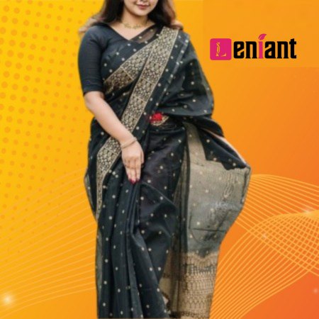 (এল-শ- ১৮)হাফ সিল্ক স্কিন প্রিন্ট শাড়ি